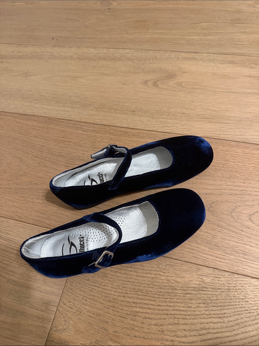 Gallucci Kids Navy Velvet Mary Jane Shoes